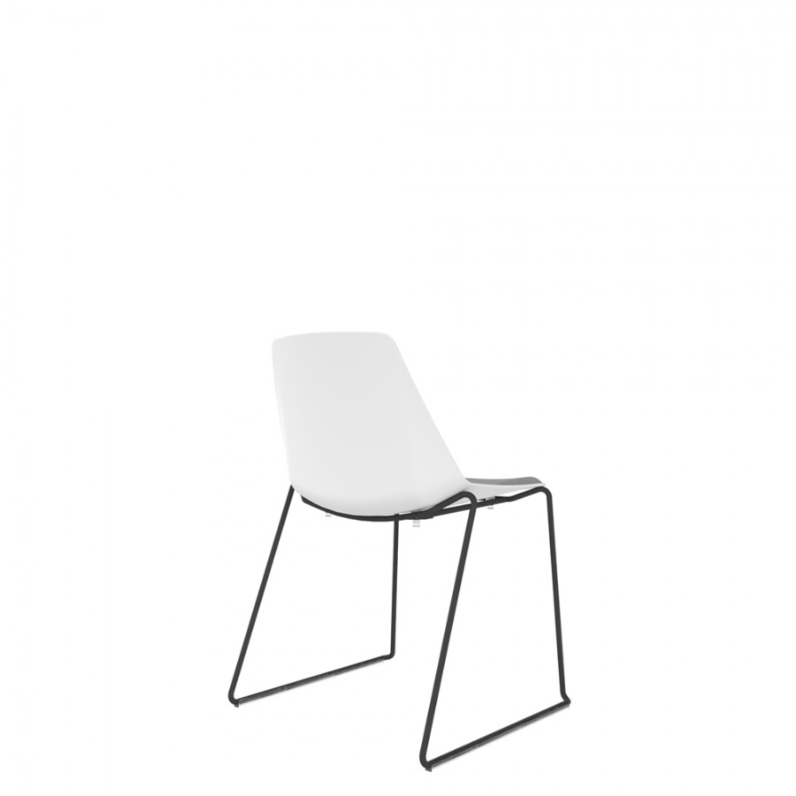 Polypropylene Shell Chair With Upholstered Seat Pad and Black Steel Skid Frame